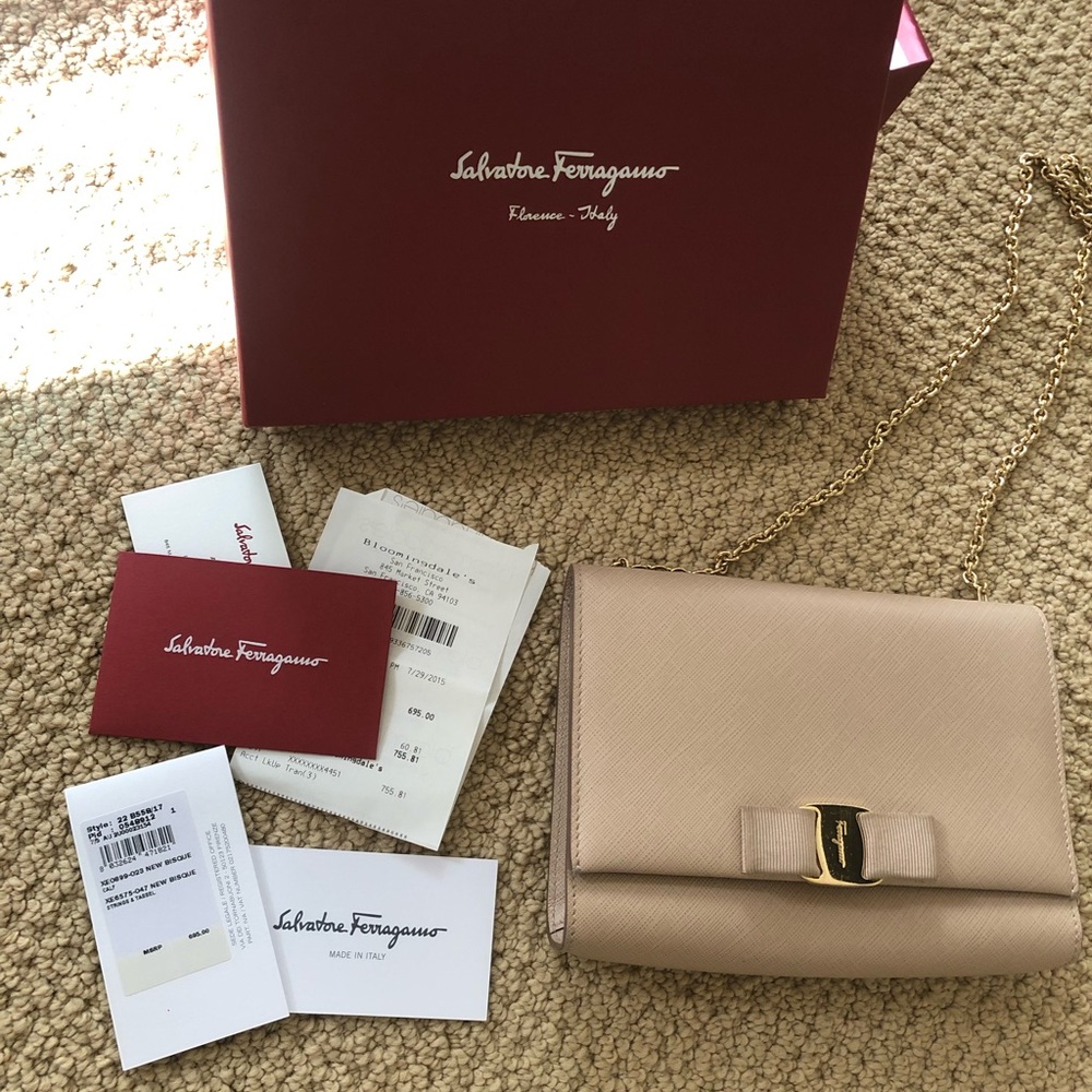 Salvatore Ferragamo Clutch Purse - New Bisque.
